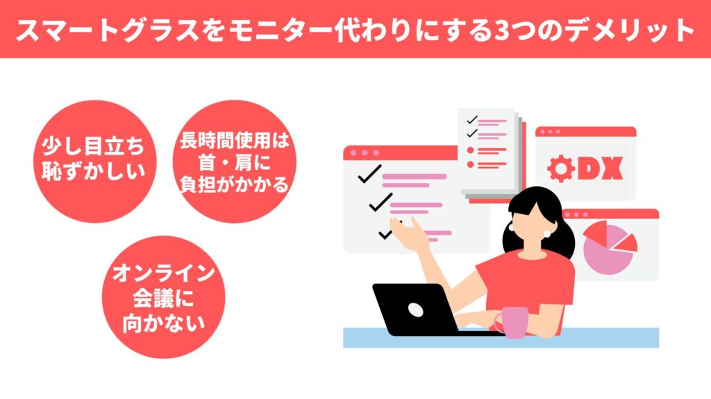 スマートグラスをモニター代わりにする3つのデメリット